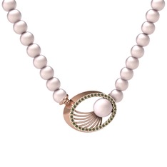 Pembe inci ve peridot 8 ayar rose altın kolye