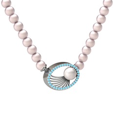 Inci, pembe inci ve akuamarin 18 ayar beyaz altın kolye
