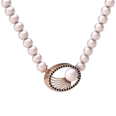 Misha İnci Kolye - Pembe inci ve siyah zirkon 8 ayar rose altın kolye #1mfdy69