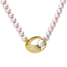Misha İnci Kolye - Inci, pembe inci ve sitrin 8 ayar altın kolye #1sh4l6g