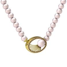 Misha İnci Kolye - Pembe inci ve dumanlı kuvars 8 ayar altın kolye #1u2iuuj