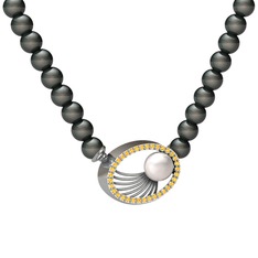 Misha İnci Kolye - Inci, siyah inci ve sitrin 925 ayar gümüş kolye #1u6m43g