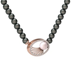 Misha İnci Kolye - Pembe inci, siyah inci ve swarovski 18 ayar rose altın kolye #1uprxkc
