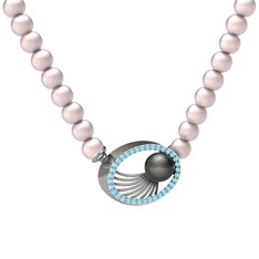 Misha İnci Kolye - Siyah inci, pembe inci ve akuamarin 925 ayar gümüş kolye #1v0lef7