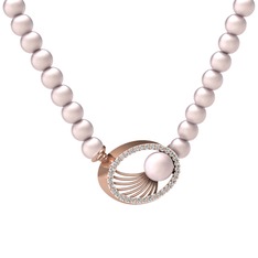 Misha İnci Kolye - Pembe inci ve swarovski 18 ayar rose altın kolye #1v31ub5