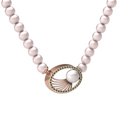 Misha İnci Kolye - Inci, pembe inci ve peridot 14 ayar rose altın kolye #1wjty1f