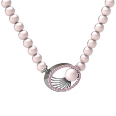 Misha İnci Kolye - Pembe inci ve pembe kuvars 925 ayar gümüş kolye #1wtrgej