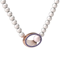 Misha İnci Kolye - Pembe inci, inci ve lab safir 925 ayar rose altın kaplama gümüş kolye #1xmdhc1