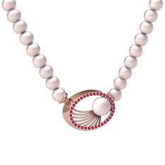 Pembe inci ve rodolit garnet 8 ayar rose altın kolye