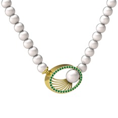 Inci ve yeşil kuvars 925 ayar altın kaplama gümüş kolye