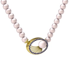 Misha İnci Kolye - Pembe inci ve lab safir 14 ayar altın kolye #8f9sux