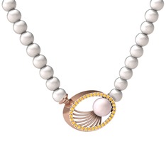 Misha İnci Kolye - Pembe inci, inci ve sitrin 925 ayar rose altın kaplama gümüş kolye #9p0xdr