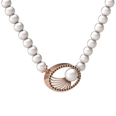 Inci ve dumanlı kuvars 8 ayar rose altın kolye