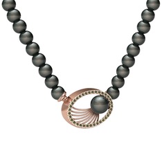 Misha İnci Kolye - Siyah inci ve peridot 18 ayar rose altın kolye #f4a6jn