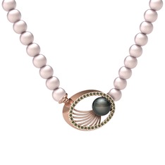 Misha İnci Kolye - Siyah inci, pembe inci ve peridot 18 ayar rose altın kolye #fh7hry