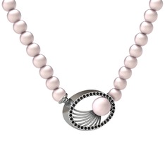 Misha İnci Kolye - Pembe inci ve siyah zirkon 925 ayar gümüş kolye #gmpcac