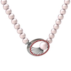 Pembe inci ve garnet 18 ayar beyaz altın kolye