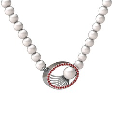 Misha İnci Kolye - Inci ve garnet 14 ayar beyaz altın kolye #micv92