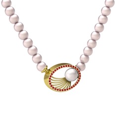 Misha İnci Kolye - Inci, pembe inci ve garnet 14 ayar altın kolye #nnmmwg