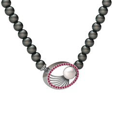 Misha İnci Kolye - Inci, siyah inci ve rodolit garnet 925 ayar gümüş kolye #o9uzf8