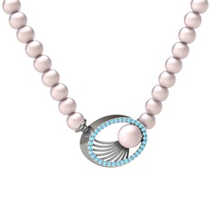 Misha İnci Kolye - Pembe inci ve akuamarin 925 ayar gümüş kolye #qaxekk