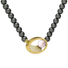 Misha İnci Kolye - Pembe inci, siyah inci ve sitrin 8 ayar altın kolye #qcpw5c