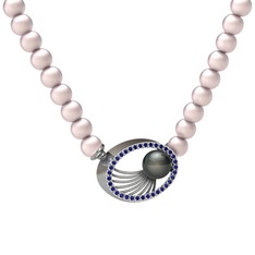 Misha İnci Kolye - Siyah inci, pembe inci ve lab safir 8 ayar beyaz altın kolye #qdszzm