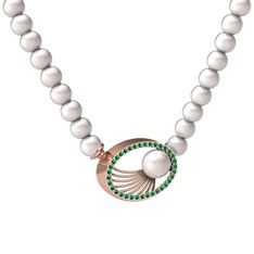 Misha İnci Kolye - Inci ve yeşil kuvars 14 ayar rose altın kolye #r2ym2