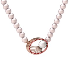Inci, pembe inci ve garnet 18 ayar rose altın kolye