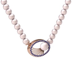 Misha İnci Kolye - Pembe inci ve lab safir 925 ayar rose altın kaplama gümüş kolye #ukvvme