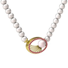 Misha İnci Kolye - Pembe inci, inci ve rodolit garnet 8 ayar altın kolye #vqtp9e