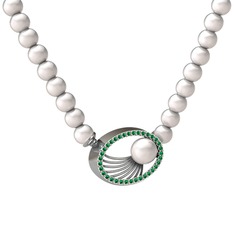 Misha İnci Kolye - Inci ve yeşil kuvars 14 ayar beyaz altın kolye #wnlbu4