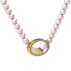 Misha İnci Kolye - Pembe inci ve peridot 18 ayar altın kolye #wvr55h