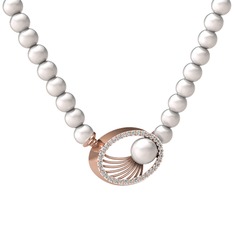 Misha İnci Kolye - Inci ve beyaz zirkon 8 ayar rose altın kolye #zdbwpq