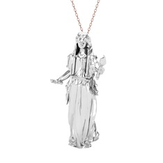 18 ayar beyaz altın kolye (40 cm rose altın rolo zincir)