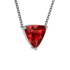 Maura Kolye - Garnet 18 ayar beyaz altın kolye (40 cm gümüş rolo zincir) #10w7isi