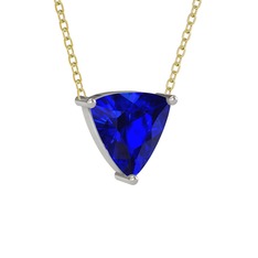 Maura Kolye - Lab safir 8 ayar beyaz altın kolye (40 cm altın rolo zincir) #10yep7y