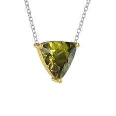 Maura Kolye - Peridot 8 ayar altın kolye (40 cm beyaz altın rolo zincir) #121xe84