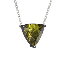 Maura Kolye - Peridot 925 ayar siyah rodyum kaplama gümüş kolye (40 cm gümüş rolo zincir) #13ufnbg