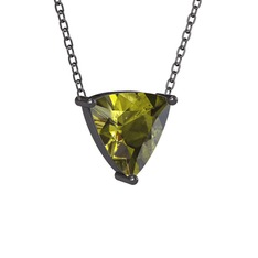 Maura Kolye - Peridot 925 ayar siyah rodyum kaplama gümüş kolye (40 cm gümüş rolo zincir) #169t2v3