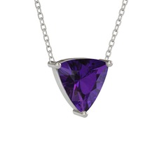 Ametist 925 ayar gümüş kolye (40 cm beyaz altın rolo zincir)