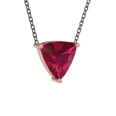 Maura Kolye - Rodolit garnet 18 ayar rose altın kolye (40 cm gümüş rolo zincir) #19084wy