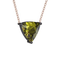 Maura Kolye - Peridot 925 ayar siyah rodyum kaplama gümüş kolye (40 cm rose altın rolo zincir) #1at7rc4