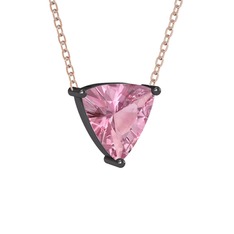 Maura Kolye - Pembe kuvars 925 ayar siyah rodyum kaplama gümüş kolye (40 cm rose altın rolo zincir) #1aw8ojd