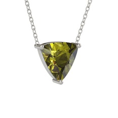 Peridot 18 ayar beyaz altın kolye (40 cm beyaz altın rolo zincir)