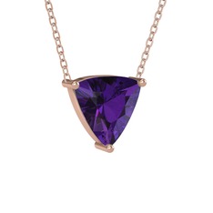 Maura Kolye - Ametist 18 ayar rose altın kolye (40 cm rose altın rolo zincir) #1c7obtu