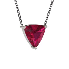 Maura Kolye - Rodolit garnet 8 ayar beyaz altın kolye (40 cm gümüş rolo zincir) #1c8a6kr