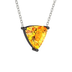 Maura Kolye - Sitrin 925 ayar siyah rodyum kaplama gümüş kolye (40 cm beyaz altın rolo zincir) #1d4zkhq