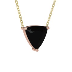 Siyah zirkon 925 ayar rose altın kaplama gümüş kolye (40 cm altın rolo zincir)