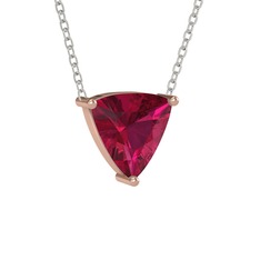 Rodolit garnet 18 ayar rose altın kolye (40 cm gümüş rolo zincir)